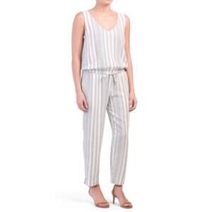 Anthropologie Cloth & Stone Linen Blend Striped Jumpsuit Size Small